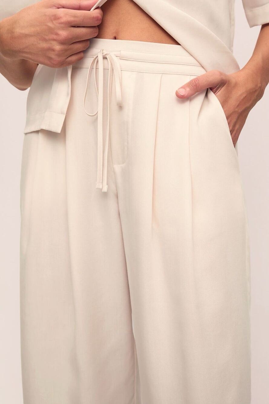 Eberjey Tencel Pajama Pants Women’s S Cream Woven Whitecap Grey Relaxed Trouser